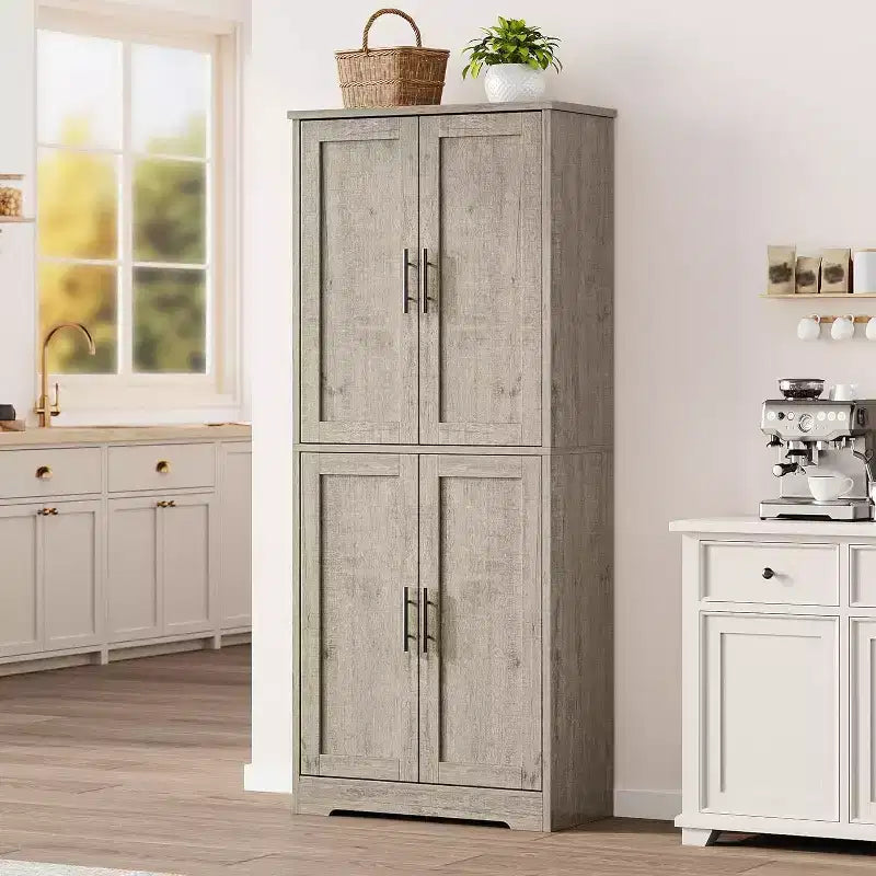 Mobile Dispensa per Cucina Autoportante con Ante e Ripiani Regolabili, Armadio Contenitore Alto 178 cm, Mobile Versatile