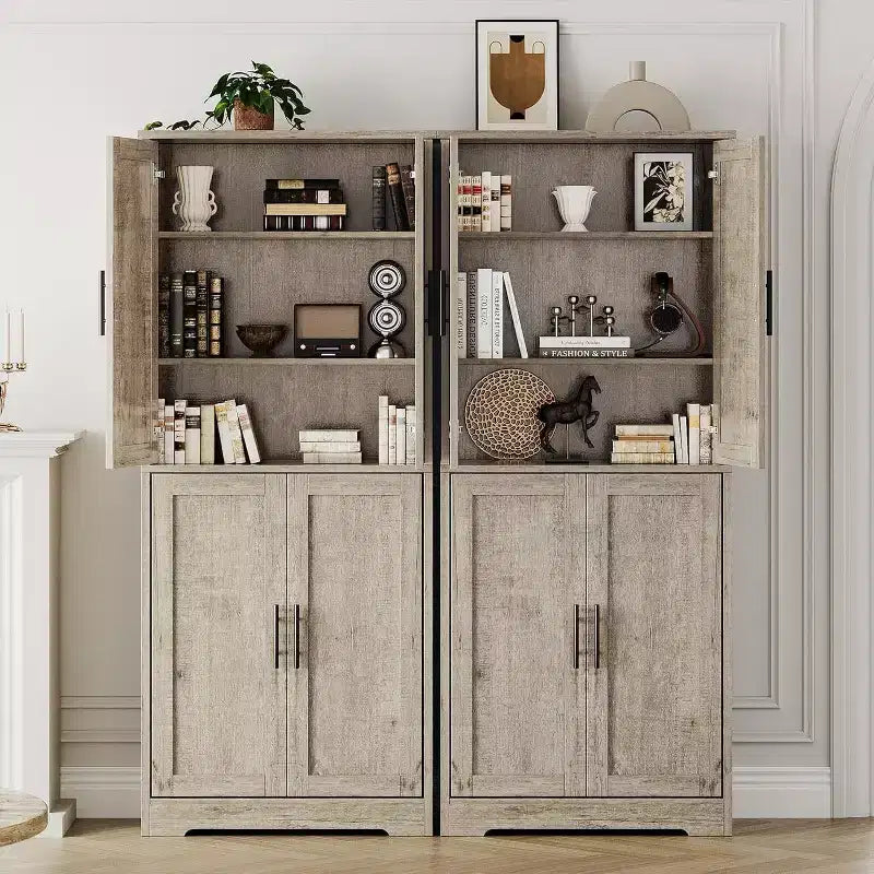 Mobile Dispensa per Cucina Autoportante con Ante e Ripiani Regolabili, Armadio Contenitore Alto 178 cm, Mobile Versatile