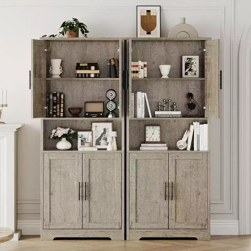 Mobile Dispensa per Cucina Autoportante con Ante e Ripiani Regolabili, Armadio Contenitore Alto 178 cm, Mobile Versatile