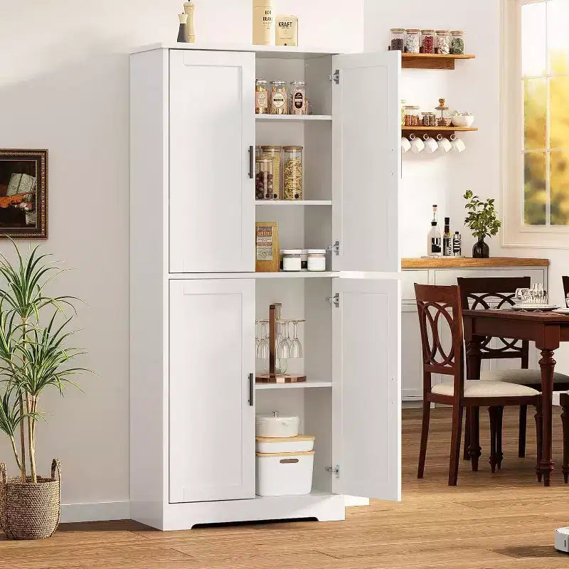 Mobile Dispensa per Cucina Autoportante con Ante e Ripiani Regolabili, Armadio Contenitore Alto 178 cm, Mobile Versatile