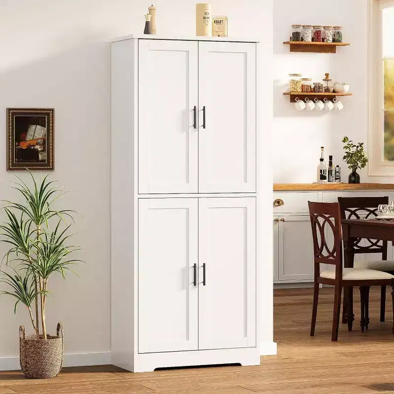 Mobile Dispensa per Cucina Autoportante con Ante e Ripiani Regolabili, Armadio Contenitore Alto 178 cm, Mobile Versatile