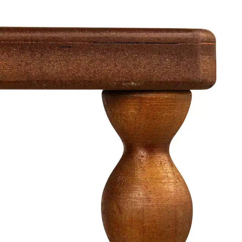 Tavolino d'appoggio rettangolare in legno con gambe a bobina