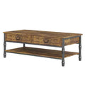 GustoWave 41 Mid Century Modern Coffee Table with 2 Drawers & Storage Shelf for Living Room, Office, Parlor, Reading Room, Rustic Brown