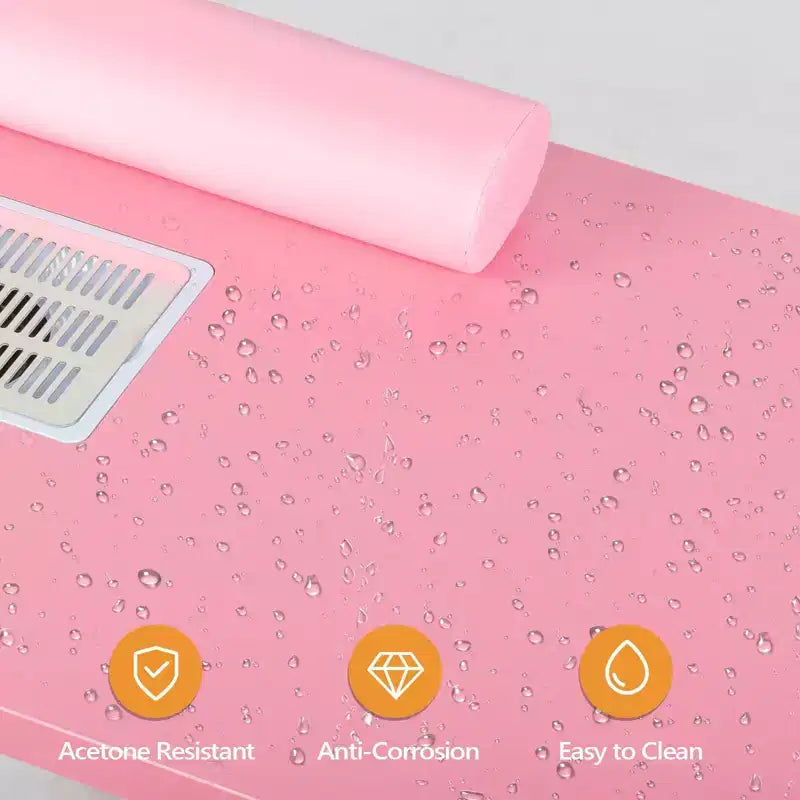 Scrivania da manicure con 4 cassetti in MDF bianco da 42,5 pollici con armadietto, ante e raccoglipolvere elettrico