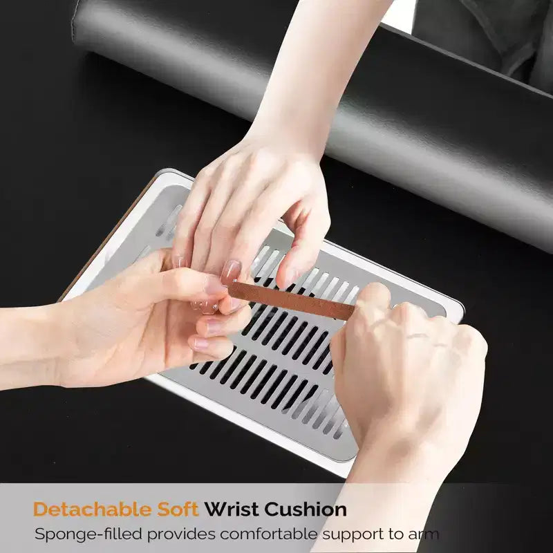 Scrivania da manicure con 4 cassetti in MDF bianco da 42,5 pollici con armadietto, ante e raccoglipolvere elettrico