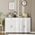56 Farmhouse Buffet Cabinet - Storage Sideboard with Drawers, Adjustable Shelf & Barn Doors,White