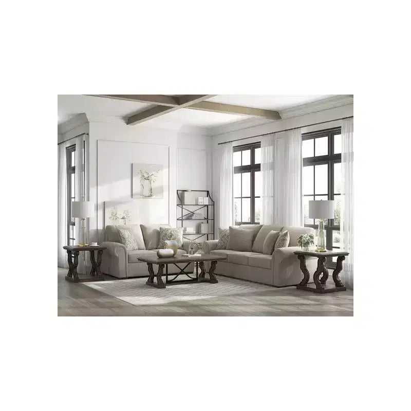 Tavolo Consolide Marrone Scuro con Gambe a Voluta – Legno Duro con Impiallacciature in Rovere e Frassino