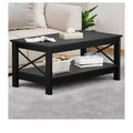 Coffee Table With Storage Shelf For Living Room 2-Tier Thicker Legs Wood Accent Cocktail Center Sturdy Frame