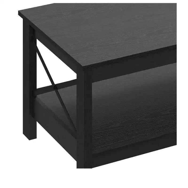 Tavolino da salotto con ripiano portaoggetti, 2 livelli, gambe più spesse, in legno, tavolino d'accento, struttura robusta