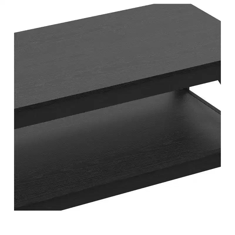 Tavolino da salotto con ripiano portaoggetti, 2 livelli, gambe più spesse, in legno, tavolino d'accento, struttura robusta