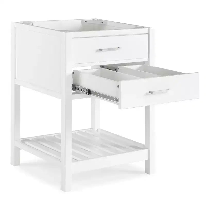 Mobile Base Bagno Bianco 60 cm – Cassetti con Chiusura Ammortizzata, Legno Massello di Pino