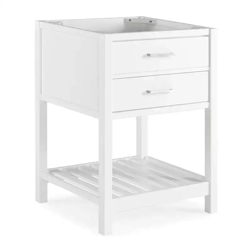 Mobile Base Bagno Bianco 60 cm – Cassetti con Chiusura Ammortizzata, Legno Massello di Pino