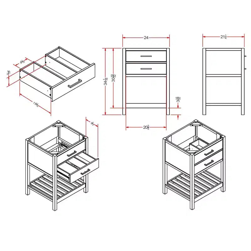 Mobile Base Bagno Bianco 60 cm – Cassetti con Chiusura Ammortizzata, Legno Massello di Pino