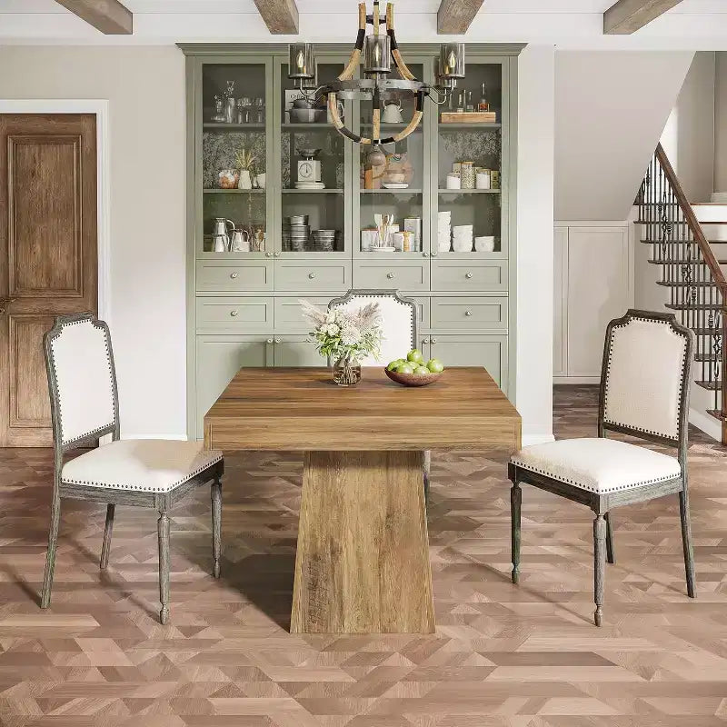 Tavolo da pranzo quadrato in stile rustico da 80 cm per 4 persone – Base a piedistallo robusta, per cucina o sala da pranzo