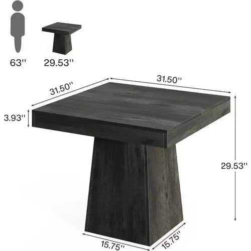 Tavolo da pranzo quadrato in stile rustico da 80 cm per 4 persone – Base a piedistallo robusta, per cucina o sala da pranzo