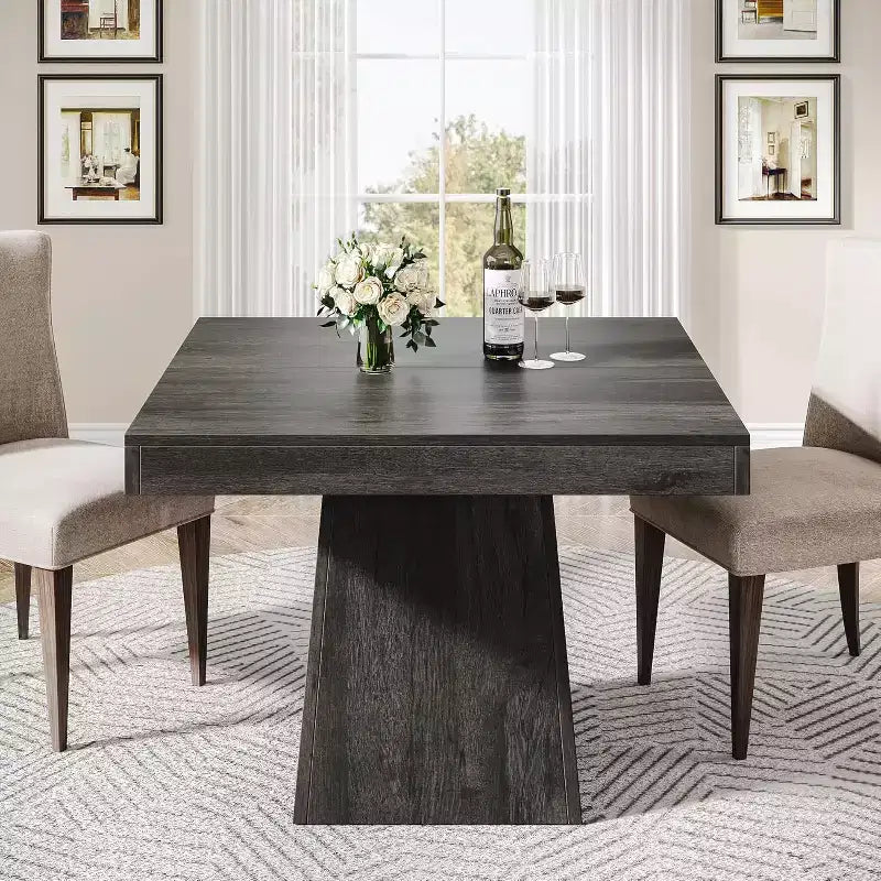 Tavolo da pranzo quadrato in stile rustico da 80 cm per 4 persone – Base a piedistallo robusta, per cucina o sala da pranzo