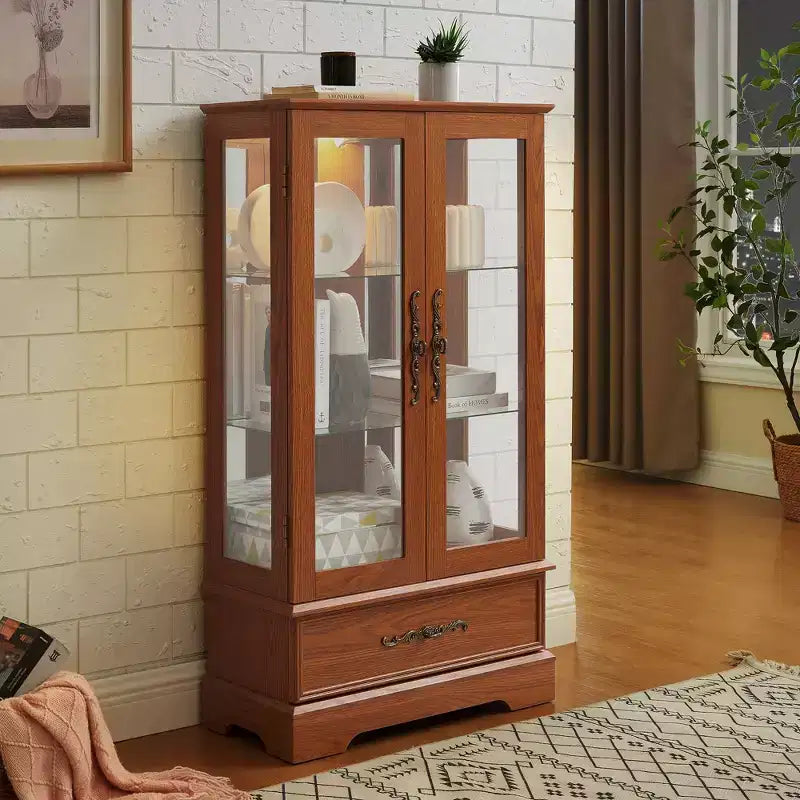 Vetrina Espositiva in Vetro Illuminata – Contenitore da Cucina con Ripiani Regolabili