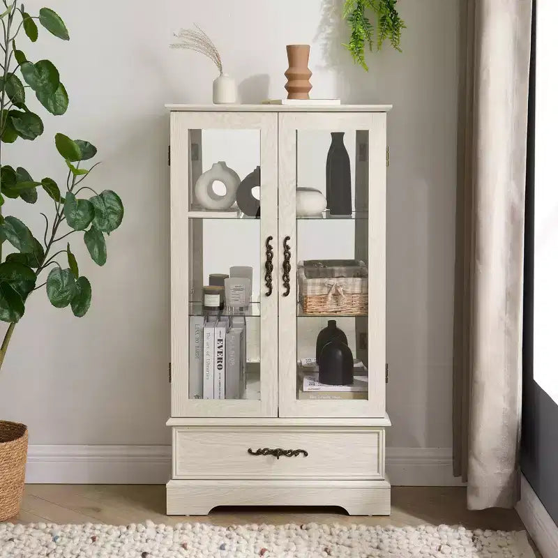Vetrina Espositiva in Vetro Illuminata – Contenitore da Cucina con Ripiani Regolabili