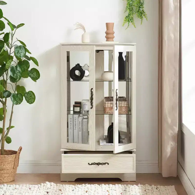 Vetrina Espositiva in Vetro Illuminata – Contenitore da Cucina con Ripiani Regolabili