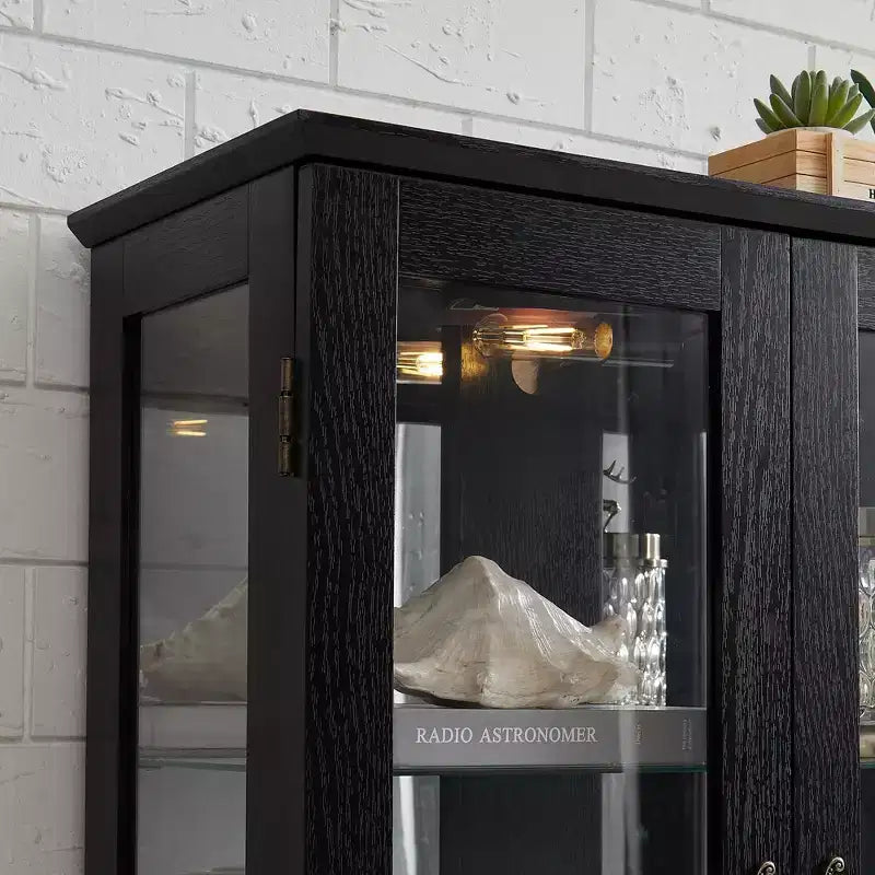 Vetrina Espositiva in Vetro Illuminata – Contenitore da Cucina con Ripiani Regolabili