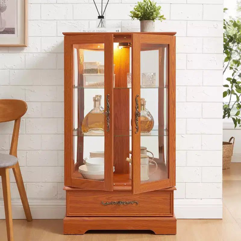 Vetrina Espositiva in Vetro Illuminata – Contenitore da Cucina con Ripiani Regolabili