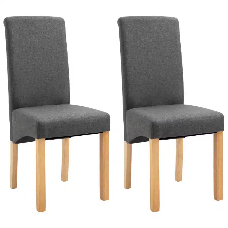 Sedie da pranzo moderne set da 2 – Ergonomiche rivestite in tessuto morbido con robuste gambe in legno
