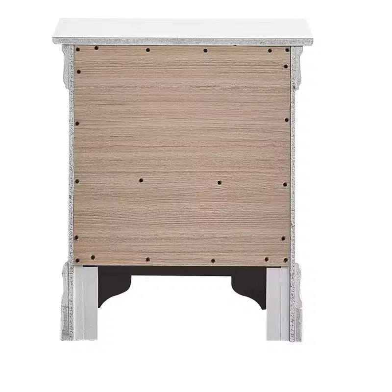 Comodino bianco perla con 2 cassetti, larghezza 53 cm – Mobile contenitore moderno per camera da letto
