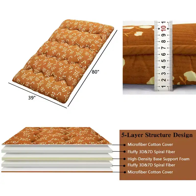 Materasso Futon Giapponese da Pavimento, Tatami Spesso Portatile, Materassino Futon Arrotolabile, Materasso Pieghevole da Pavimento, Materasso per Dormire per Campeggio, Dormitorio, Camera degli Ospiti