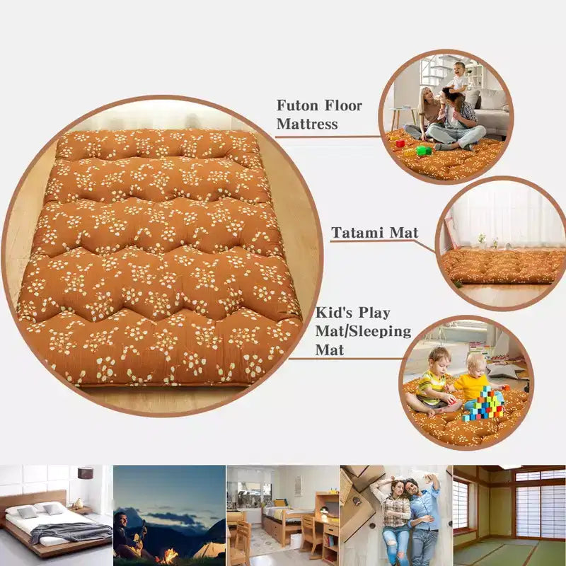 Materasso Futon Giapponese da Pavimento, Tatami Spesso Portatile, Materassino Futon Arrotolabile, Materasso Pieghevole da Pavimento, Materasso per Dormire per Campeggio, Dormitorio, Camera degli Ospiti