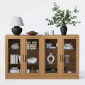 Credenza buffet grande da 62Wx36H pollici – 4 ante in vetro, 2 ripiani regolabili, Naturale