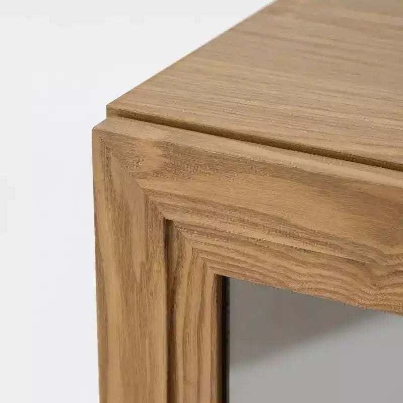 Credenza buffet grande da 62Wx36H pollici – 4 ante in vetro, 2 ripiani regolabili, Naturale