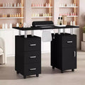 Manicure Table Nail Desk for Nail Tech, Nail Table Station with Dust Collector, Beauty Salon Workstation with Locking Castors & Wrist Cushion