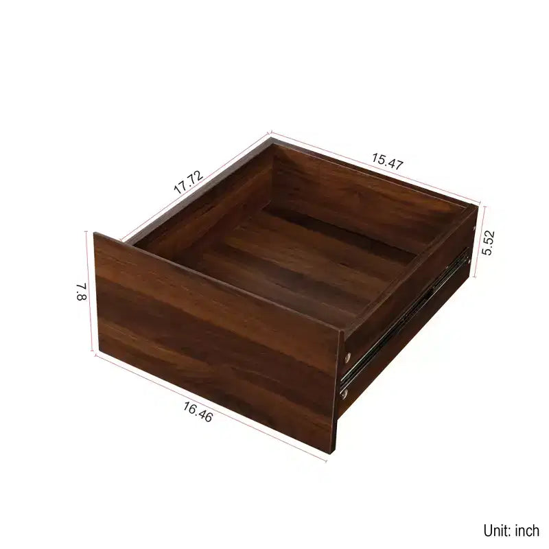 Scrivania estensibile in legno rustico con cassetti e ripiani aperti – Contenitore per ufficio domestico