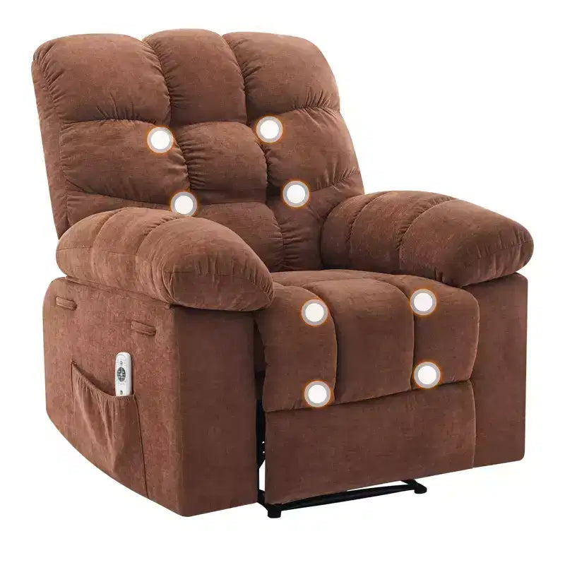 Poltrona Reclinabile, Poltrona a Dondolo Larga, Poltrona Relax con Massaggio e Calore, Poltrona Reclinabile Ergonomica Imbottita in Tessuto Traspirante con Funzione Calore