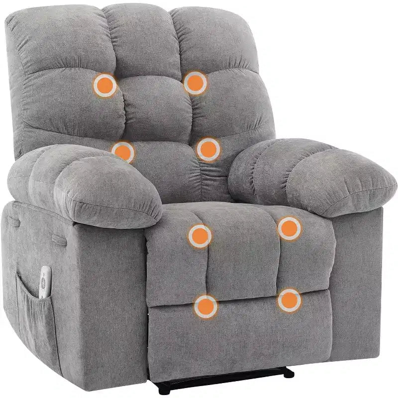 Poltrona Reclinabile, Poltrona a Dondolo Larga, Poltrona Relax con Massaggio e Calore, Poltrona Reclinabile Ergonomica Imbottita in Tessuto Traspirante con Funzione Calore