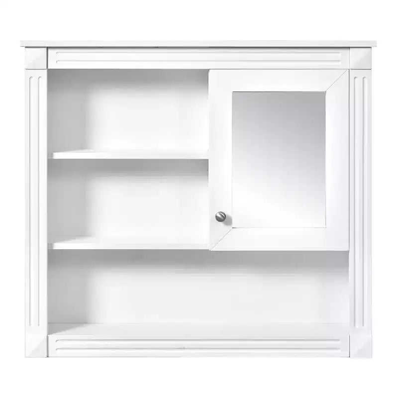 Mobiletto da bagno a muro da 81 cm con specchio – 4 ripiani, anta a specchio, contenitore sopra il WC