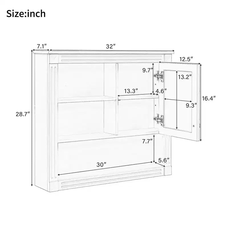 Mobiletto da bagno a muro da 81 cm con specchio – 4 ripiani, anta a specchio, contenitore sopra il WC