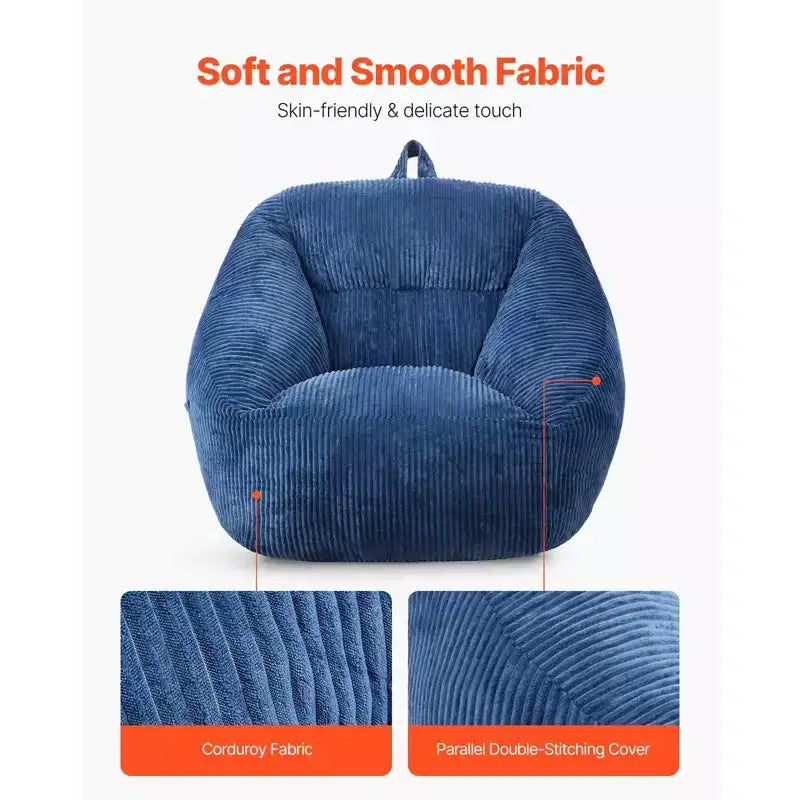 Pouf Sacco, Pouf Sacco da 90 cm con Morbidi Braccioli e Tasca Portaoggetti, Imbottitura in Memory Foam 25D con Rivestimento in Morbido Velluto Teddy