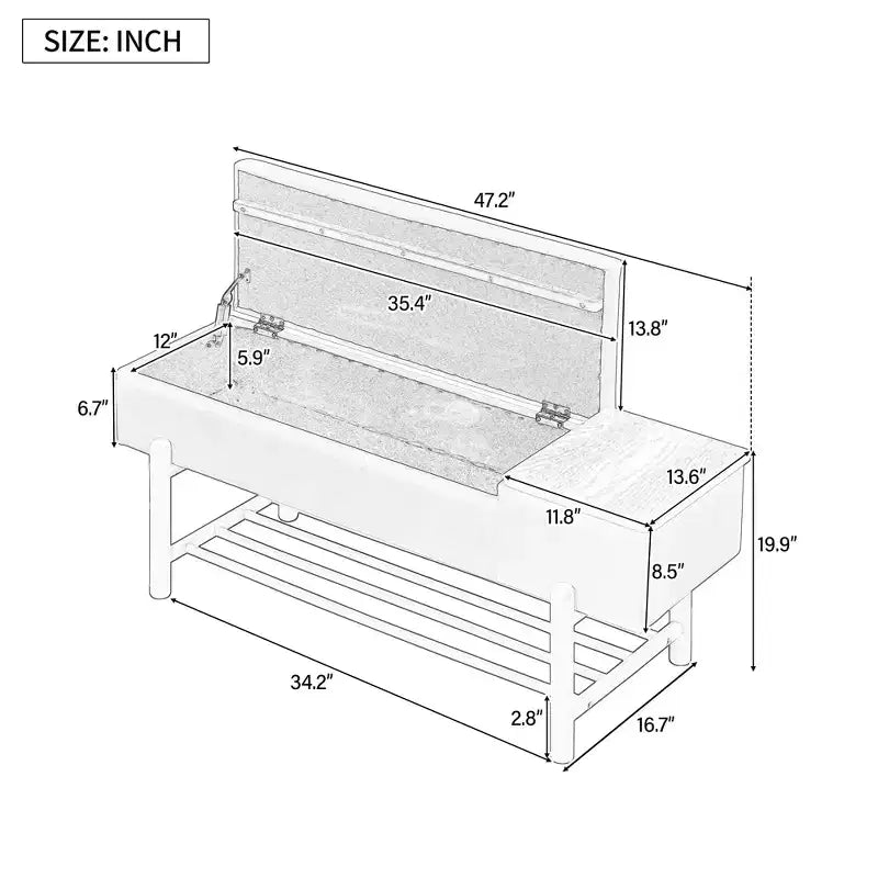 Panca contenitore imbottita stile rustico con scomparto segreto – Ingresso, corridoio, naturale