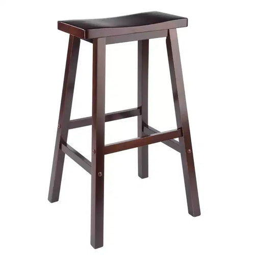 29" Satori Saddle Seat Barstool - Antique Walnut - Winsome: Rectangular, Backless, Wood Frame, Fixed Height