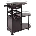 Winsome Jimmy Entertainment Cart Dark Espresso: Modern Rolling Storage, 3 Shelves, 1 Drawer, Wood Composite