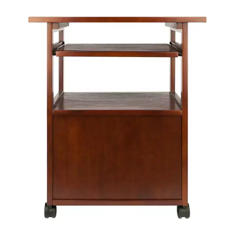 Supporto per stampante in noce con armadietto – Mobile contenitore per ufficio di design Mid-Century Modern, capacità 22 kg