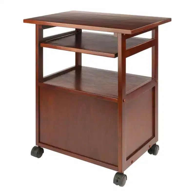 Supporto per stampante in noce con armadietto – Mobile contenitore per ufficio di design Mid-Century Modern, capacità 22 kg