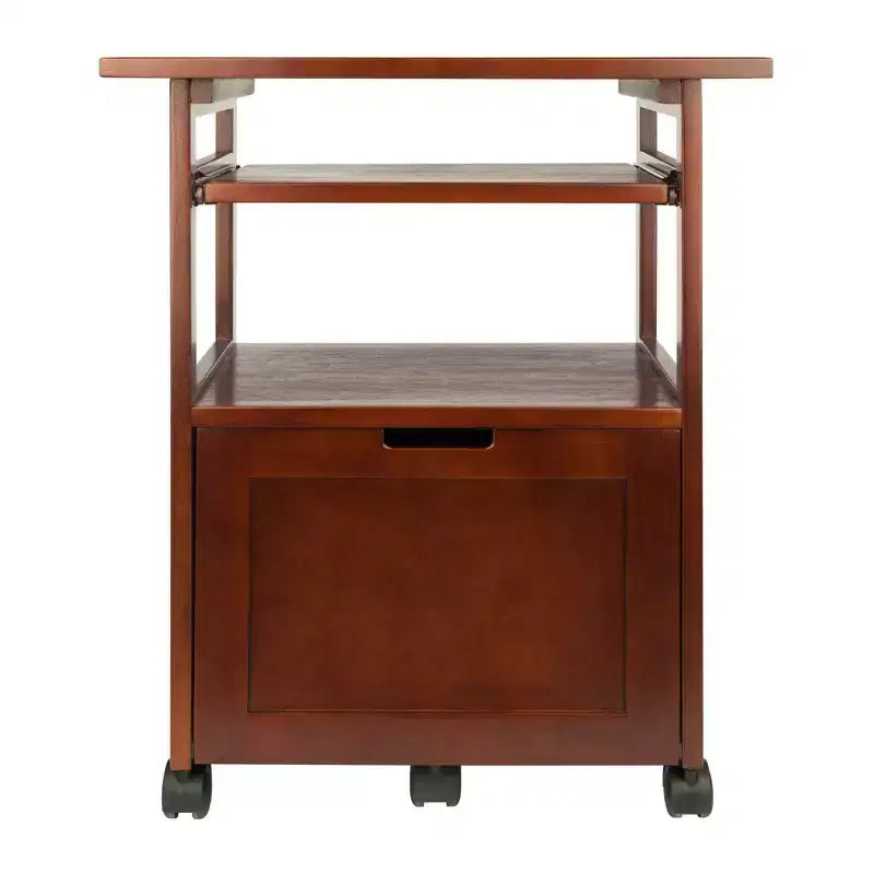 Supporto per stampante in noce con armadietto – Mobile contenitore per ufficio di design Mid-Century Modern, capacità 22 kg