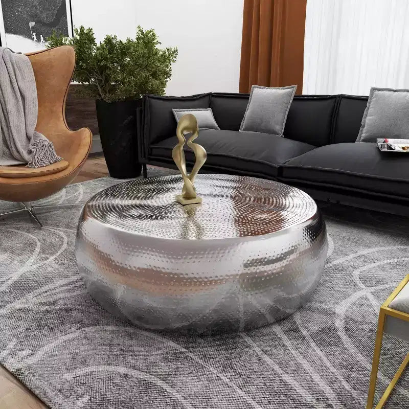 Tavolino da Caffè Moderno in Alluminio – Accentodi Arredo per Soggiorno Moderno Argento