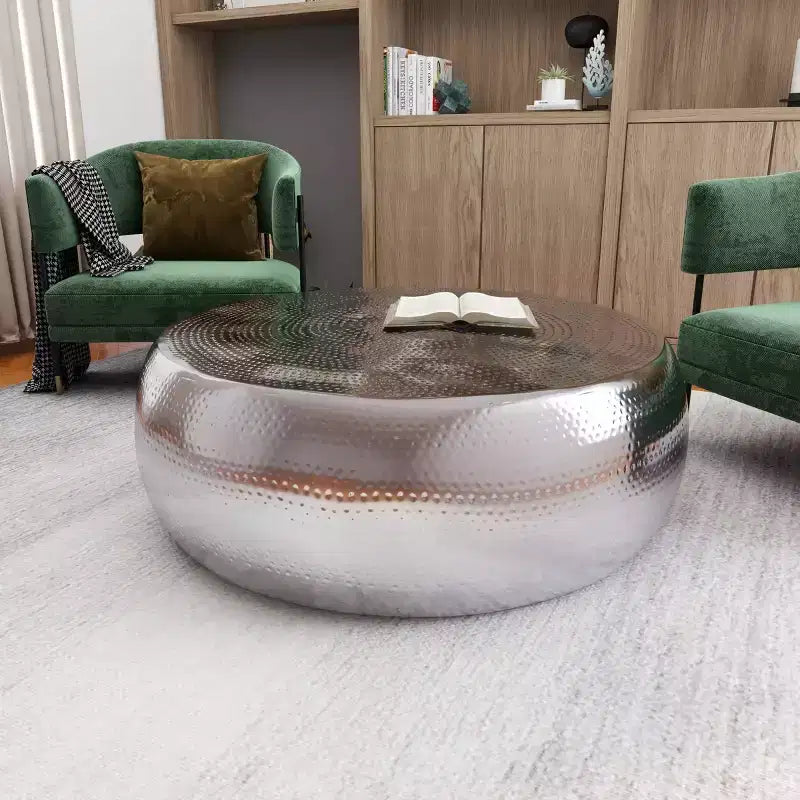 Tavolino da Caffè Moderno in Alluminio – Accentodi Arredo per Soggiorno Moderno Argento