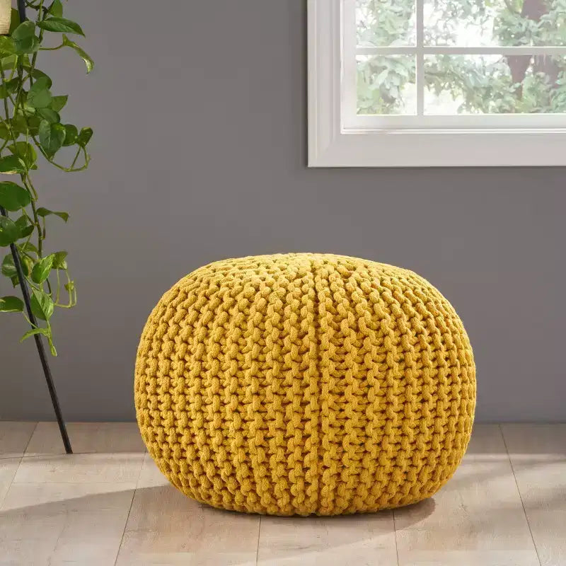 Pouf Rotondo in Cotone Moderno Fatto a Mano – Seduta da Terra Boho per Soggiorno