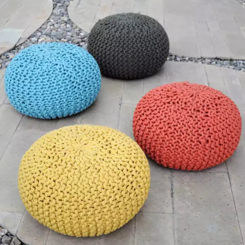 Pouf Rotondo in Cotone Moderno Fatto a Mano – Seduta da Terra Boho per Soggiorno