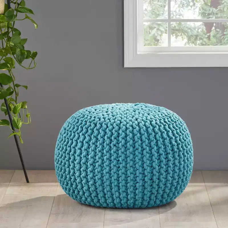 Pouf Rotondo in Cotone Moderno Fatto a Mano – Seduta da Terra Boho per Soggiorno
