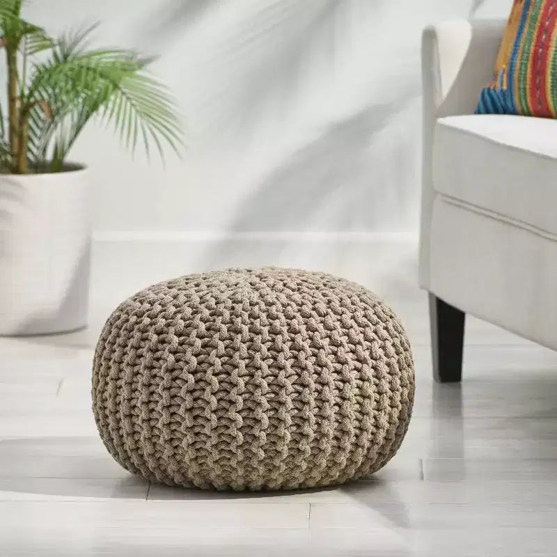 Pouf Rotondo in Cotone Moderno Fatto a Mano – Seduta da Terra Boho per Soggiorno